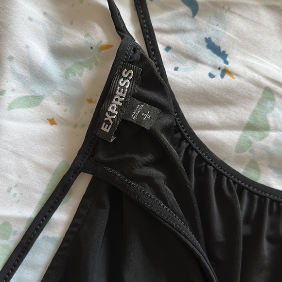 Express brand black silky spaghetti strap tie top with elastic bottom S SMALL LN - Picture 4 of 7